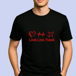 Tricou Love Live Travel Negru, Copii | Dama | Barbat