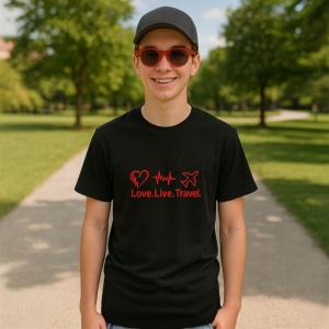 Tricou Love Live Travel Negru, Copii | Dama | Barbat - Img 9