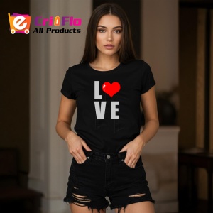 Tricou Love Text Minimalist, din bumbac 100%, tricou negru, Dama | Barbat - Img 5