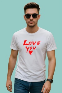 Tricou Love You, din bumbac 100%, tricou alb, Dama | Barbat