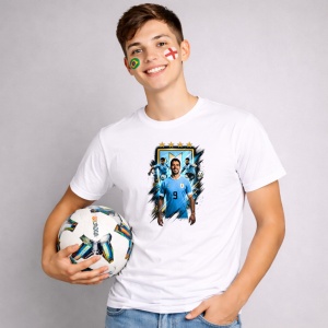 Tricou Luis Suarez Uruguay World Cup Fifa 2026, din bumbac 100%, tricou alb, Copii | Dama | Barbat - Img 3