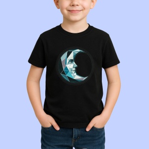 Tricou Luna Cu Fata Portret Poligonal, Copii | Dama | Barbat, culoare negru - Img 3