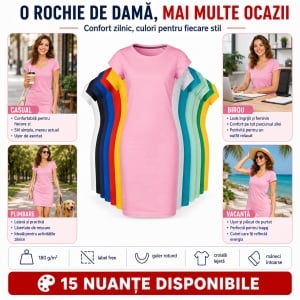 Tricou lung damă tip rochie Freedom 178, bumbac, croială lejeră, 180 g/m², XS–2XL, 15 culori - Img 9
