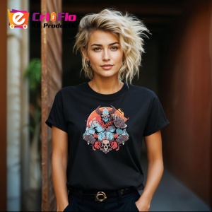 Tricou Luptator Demon Gri Cu Coarne Stil Graffiti, din bumbac 100%, tricou negru Copii | Dama | Barbat - Img 8