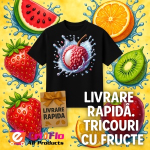 Tricou Lychee si valuri dulci, Fructe, Copii | Dama, culoare negru - Img 12