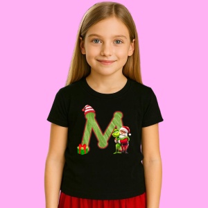 Tricou M Litere Craciun Cu Mos Si Grinch, din bumbac 100% Copii | Dama | Barbat