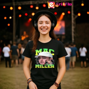 Tricou Mac Miller Portret artistic, muzica Rap, Dama | Barbat | Copii, Culoare Negru - Img 5