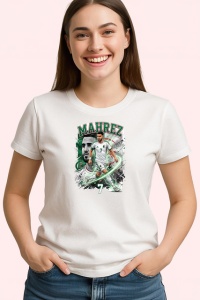 Tricou Mahrez Algeria Echipa Nationala Fotbal, din bumbac 100% , tricou alb pentru Copii | Dama | Barbat - Img 3