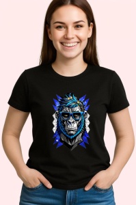 Tricou Maimuta Albastra Tribal Geometric, Copii | Dama | Barbat, culoare negru - Img 3