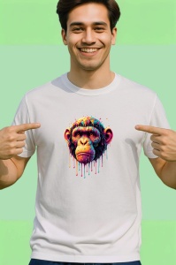 Tricou Maimuta realista in stil pop art fundal alb Copii | Dama | Barbat - Img 2