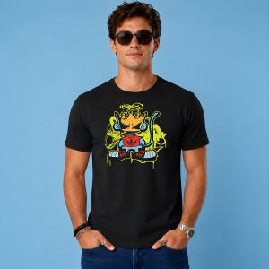 Tricou Maimuta Rege King Monkey Urban Graffiti Neon Yellow Art, din bumbac 100%, tricou negru, Copii | Dama | Barbat