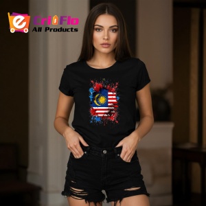 Tricou Malaysia Steag Splash Art, Copii | Dama | Barbat, culoare negru - Img 10