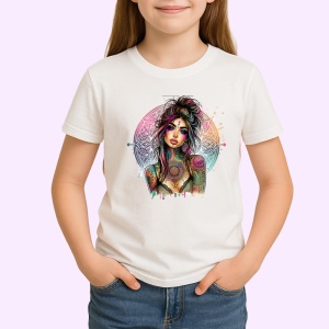 Tricou mandala tattoo chest girl, fata cu tatuaj mandala pe piept, Copii | Dama | Barbat