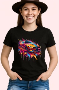 Tricou Masina de curse in miscare graffiti colorat Copii | Dama | Barbat, culoare negru - Img 3