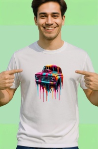 Tricou Masina retro in stil graffiti cu vopsea curgatoare Copii | Dama | Barbat - Img 2