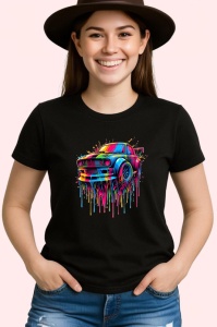Tricou Masina retro sport stil pop art viteza si culoare Copii | Dama | Barbat, culoare negru