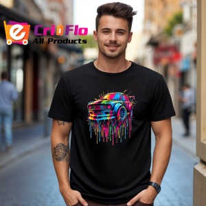Tricou Masina retro sport stil pop art viteza si culoare Copii | Dama | Barbat, culoare negru - Img 5