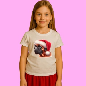 Tricou Mastiff Craciun Cu Lumina Calda, din bumbac 100%, tricou alb, Copii | Dama | Barbat - Img 2