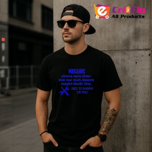 Tricou mecanic cineva care chiar stie despre masini decat tine mesaj comic, Copii | Dama | Barbat , tricou negru - Img 7