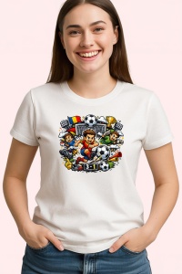 Tricou Meci De Fotbal Suporteri Galerie Stadion V1, din bumbac 100% , tricou alb pentru Copii | Dama | Barbat