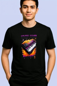 Tricou Melody Maker Pian Colorat, Copii | Dama | Barbat, culoare negru - Img 2