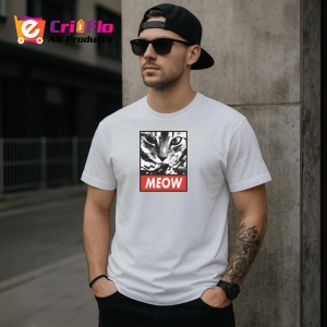 Tricou Meow Portret Pisica Gri Detaliat, din bumbac 100% , tricou alb pentru Copii | Dama | Barbat - Img 9