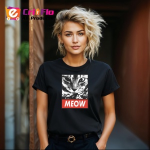 Tricou Meow Portret Pisica Gri Detaliat, din bumbac 100%, tricou negru Copii | Dama | Barbat - Img 8