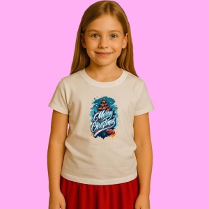 Tricou Merry Christmas Text Albastru Splash, din bumbac 100%, tricou alb, Copii | Dama | Barbat - Img 2