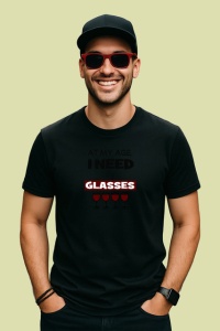 Tricou Mesaj Amuzant Pahare Vin Vedere Ochelari, din bumbac 100%, tricou negru Dama | Barbat - Img 2