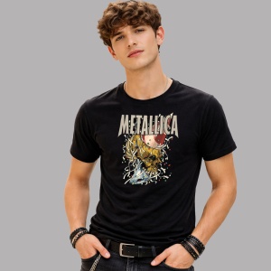 Tricou Metallica Craniu Explozie Culori, din bumbac 100%, tricou negru, Dama | Barbat