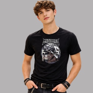 Tricou Metallica Craniu Soldat, din bumbac 100%, tricou negru, Dama | Barbat - Img 2
