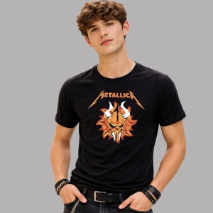 Tricou Metallica Soare Demon, din bumbac 100%, tricou negru, Dama | Barbat - Img 2