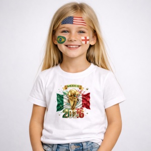 Tricou Mexico World Cup 2026 Fifa V2, din bumbac 100%, tricou alb, Copii | Dama | Barbat