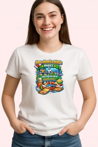 Tricou Mic Dejun Sanatos Ilustratie Mancare V1, din bumbac 100% , tricou alb pentru Copii | Dama | Barbat - Img 3