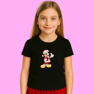 Tricou Mickey Mos Craciun Vesel, din bumbac 100% Copii | Dama | Barbat - Img 3
