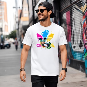 Tricou Mickey Mouse Beach Chill Urban Street Art Colorful, din bumbac 100% Copii | Dama | Barbat - Img 5