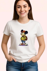 Tricou Mickey streetwear cu hanorac si rucsac rosu Copii | Dama | Barbat Barbat - Img 3