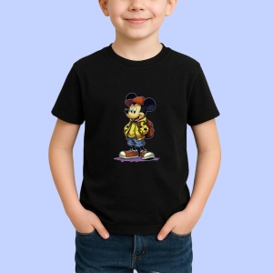 Tricou Mickey streetwear cu hanorac si rucsac rosu Copii | Dama | Barbat Barbat - Img 6