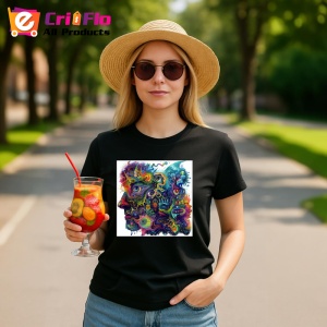 Tricou Microscop artistic cu forme si linii psihedelice Copii | Dama | Barbat, culoare negru - Img 8