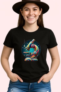 Tricou Microscop futurist in stil pop colorat Copii | Dama | Barbat, culoare negru - Img 3