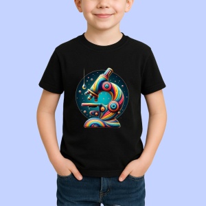 Tricou Microscop futurist in stil pop colorat Copii | Dama | Barbat, culoare negru - Img 4