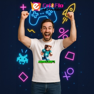 Tricou Minecraft Aventurierul Steve Tricou Alb Copii | Dama | Barbat - Img 4