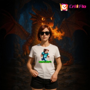 Tricou Minecraft Aventurierul Steve Tricou Alb Copii | Dama | Barbat - Img 9
