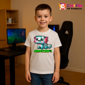 Tricou Minecraft Axolotl Albastru 2 Tricou Alb Copii | Dama | Barbat - Img 8