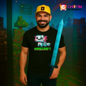 Tricou Minecraft Axolotl Albastru Tricou Negru Copii | Dama | Barbat - Img 5