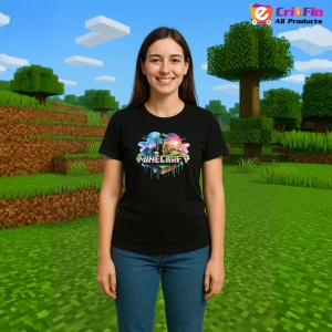 Tricou Minecraft Logo Artistic Tricou Negru Copii | Dama | Barbat - Img 4