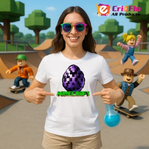 Tricou Minecraft Oul End Tricou Alb Copii | Dama | Barbat - Img 3