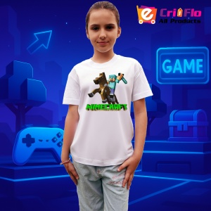 Tricou Minecraft Steve calaretul luptator Tricou Alb Copii | Dama | Barbat - Img 2