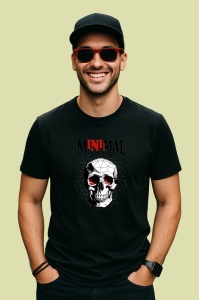 Tricou Minimal Craniu Alb Negru, Copii | Dama | Barbat, culoare negru - Img 2