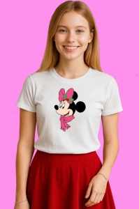 Tricou Minnie Cu Fular Mov Craciun, din bumbac 100% Copii | Dama | Barbat